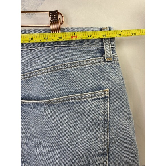 Agolde 90s Denim Shorts Marquee Blue Womens Size 34 Raw Hem long Retro High rise - Picture 4 of 16